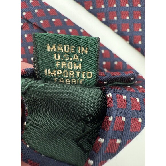Lauren Ralph Lauren Tie Men Red Blue Silk Classic 4" Wide Designer Necktie USA - Picture 4 of 8